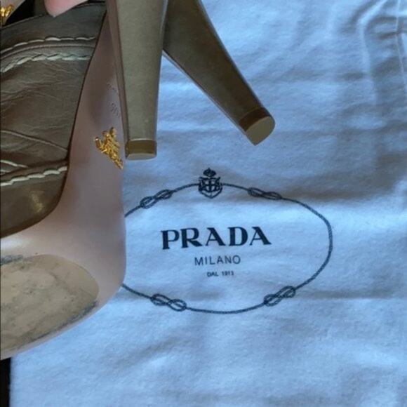 Prada Beige Platform Peeptoe Sandals - Picture 8 of 8